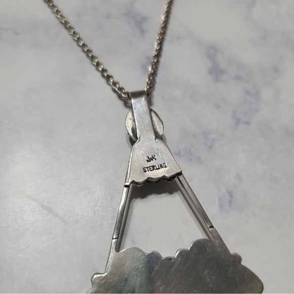 John W Kessler Navajo Native American Turquoise Sterling Silver Necklace Pendant - Picture 4 of 6